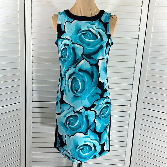 Worthington Sheath Dress Medium Blue Floral NWOT - Picture 3 of 14